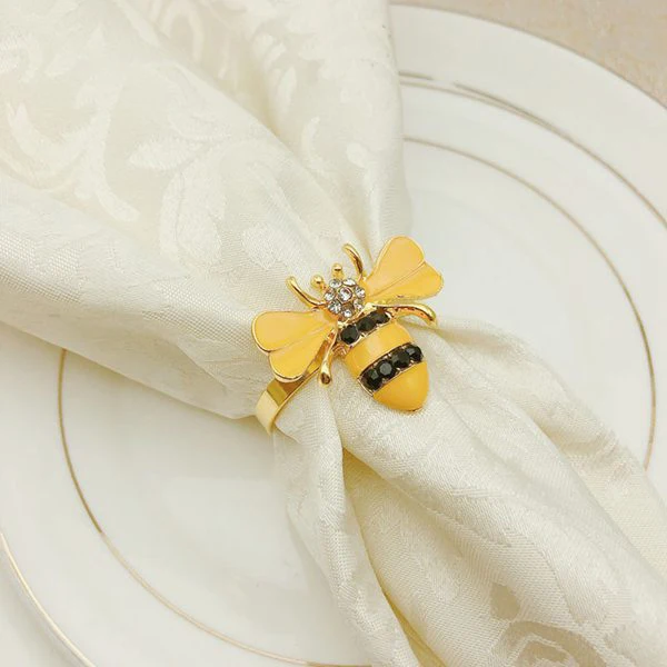 

Napkin ring 12Pcs Beautiful Bee-Shaped Napkin Ring Napkin Ring with Oil Drops and Diamonds Table Decoration