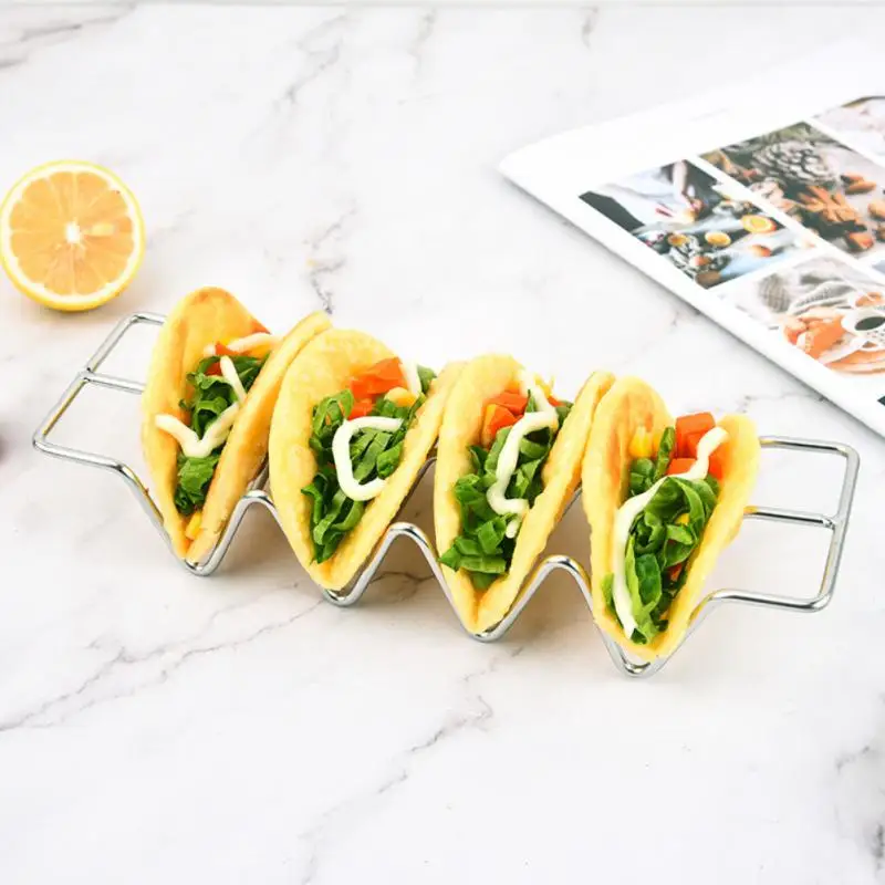 

Creative 304 Stainless Steel Mexican Pizza Roll Burrito Rack Pancake Rack W-shaped Taco Rack Kitchen Bakeware Baking Tools