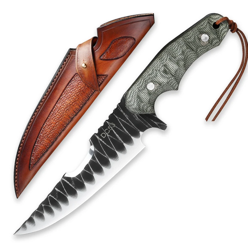 

Tactical knife outdoor self-defense DC53 steel fixed blade hunting knife G10 handle survival tool hiking camping cutting tool