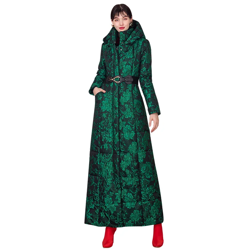 Высокое качество хлопок толстое пальто для женщин жаккард Зимняя парка размера