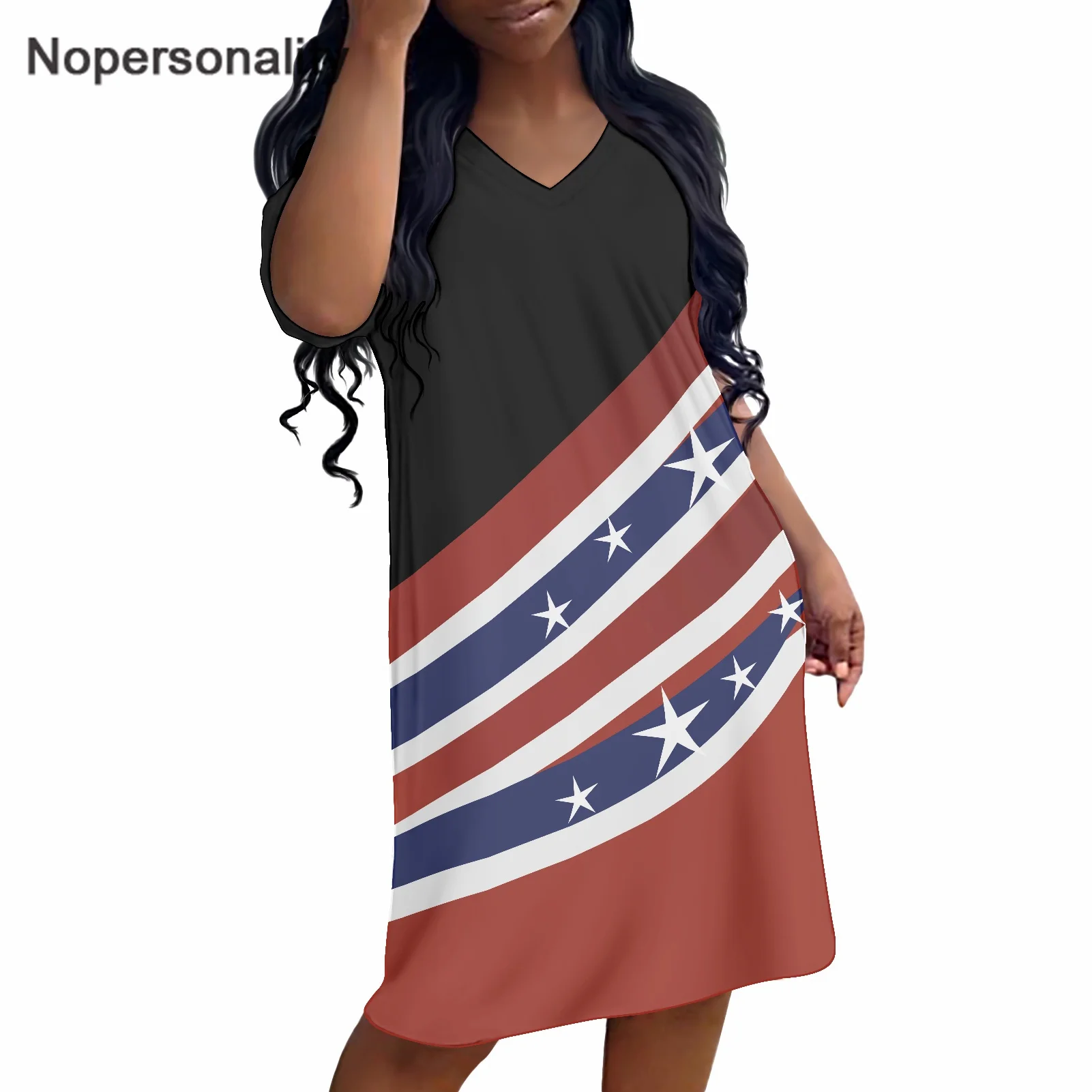 

Женское платье-футболка с коротким рукавом и V-образным вырезом