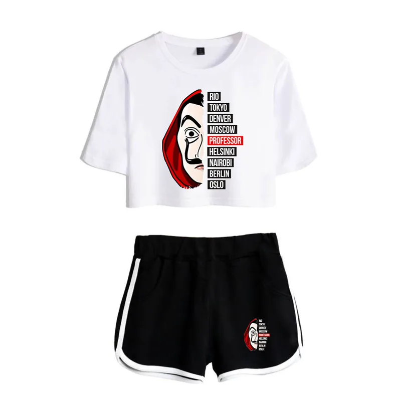 la casa de papel t shirt short set cosplay costume women money heist t shirt tee house of paper graphic short sleeve sportswear free global shipping