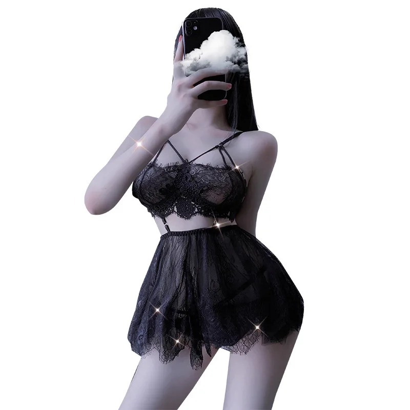 

Orz -I Thong Miniskirt Sexy Lingerie Female Nightgown Lace Nightdress Nightclub Passion Set Baby Dolls Nylon