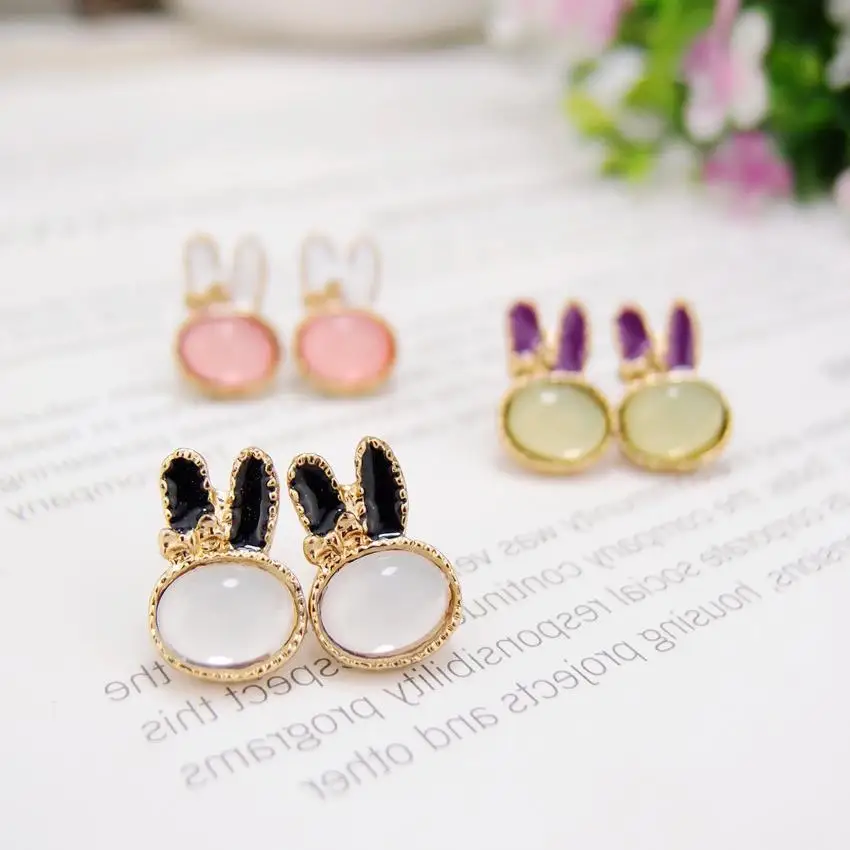 

Korea 2018 New Tide Sweet Joker Rhinestones Lopunny Earrings Earrings Women's Day Korean Jewelry Earrings