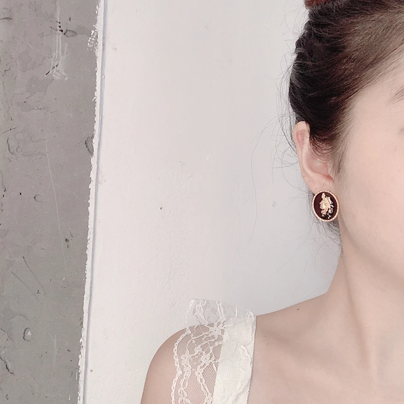 Новинка корейский Ретро стиль Круглый абстрактный портрет женская бижутерия