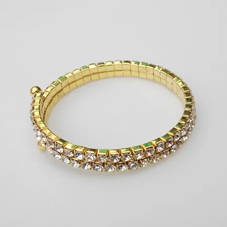 2rowGold TDQUEEN браслеты с серебряным покрытием Pulseiras браслет Кристалл Стразы многорядные Спираль браслет для женщин - Окраска металла: 2rowGold