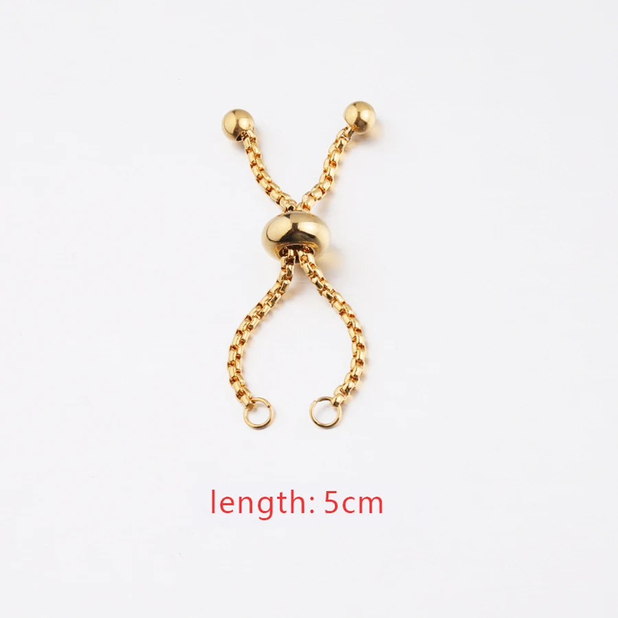 gold color 5cm Fnixtar, толщина 1,8 мм, регулируемая, нержавеющая сталь, коробка, цепь, слайдер/слайдер, РАСШИРИТЕЛЬ ЦЕПИ для DIY изготовления колец 4,5/5cmm, 10 шт./лот - Цвет: gold color 5cm