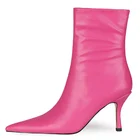 Женские ковбойские ботильоны на молнии, красные, синие, белые полусапожки с острым носком на каблуке, обувь для вечерние, 2021