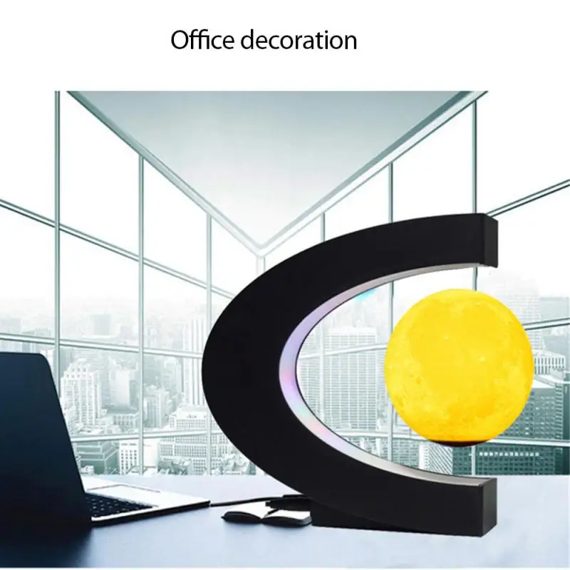 

Magnetic Levitation 3D Printing Moon LED Lamp Creative Night Light Birthday Gift Home Office Desktop Decoration ABS Table Lamp