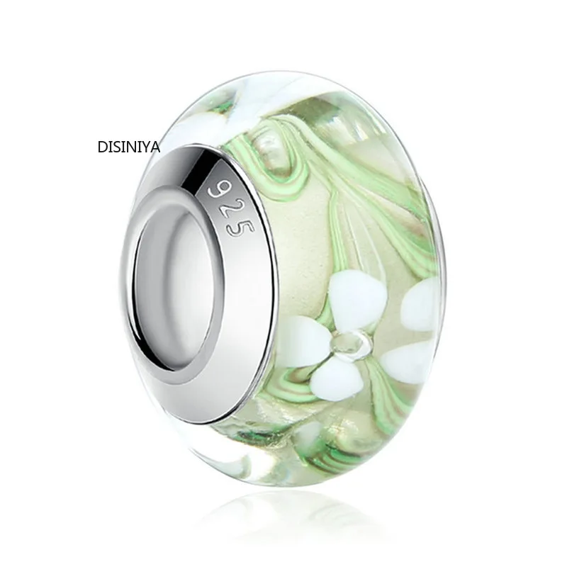 DISINIYA оптовая продажа серебряные светящиеся европейские коричневые бусины из