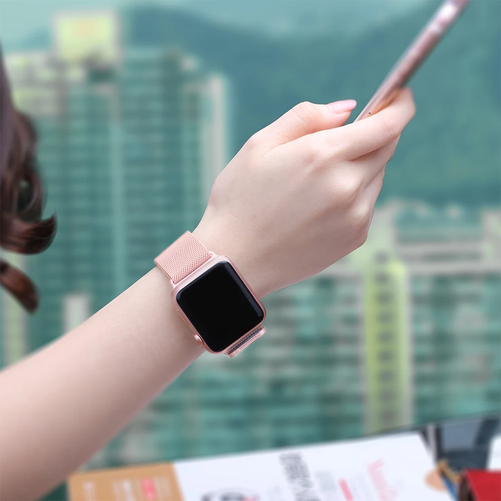 Миланский Браслет-петля, ремешок из нержавеющей стали для Apple Watch, серия 1, 2, 3, 42 мм, 38 мм, металлический ремешок для iwatch, серия 4, 5, 40 мм, 44 мм