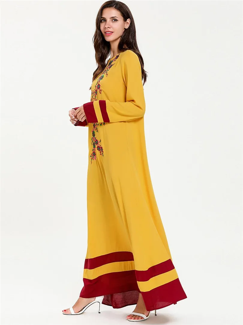 2019 плюс размер мусульманские платья модные женские с длинным рукавом принтом