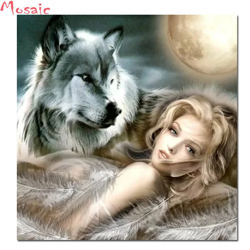 5D алмазная живопись сделай сам волк полная квадратная круглая вышивка Алмазная