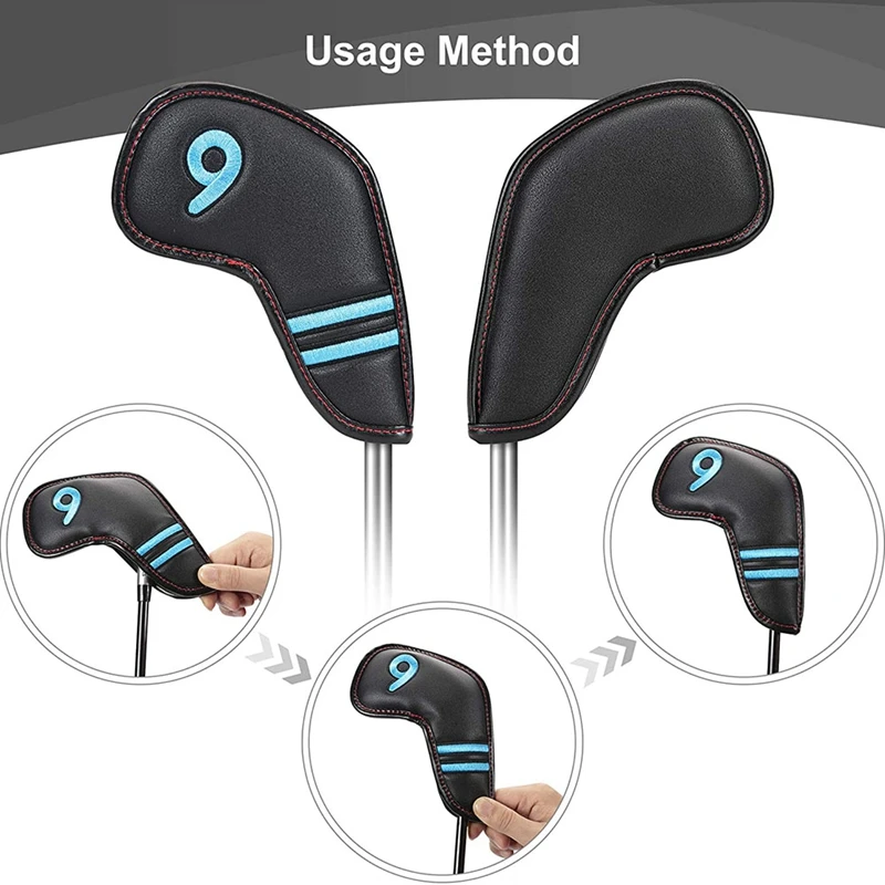 

Golf Iron Head Covers PU Leather Head Covers Headcover 11Pcs Set Colorful Number Embroideried Magnetic Headcovers