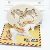 trojan fondant molds carousel horse cake decoration tools silicone resin mold chocolate diy kitchen baking accessories tool m378