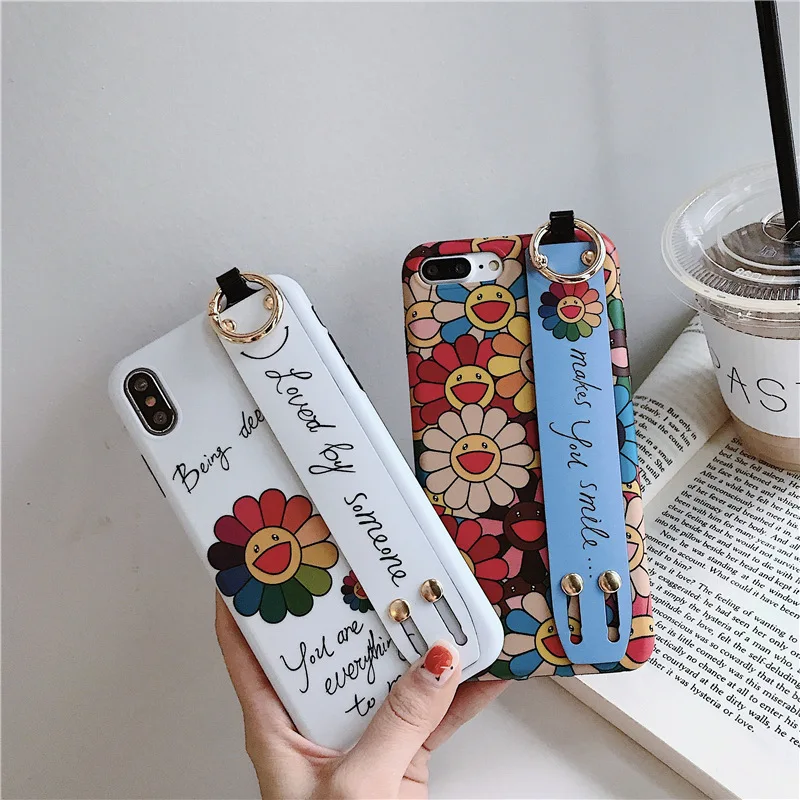 Симпатичный чехол KAIKAI KIKI с подсолнухами роскошный ремешком на запястье для iPhone 6