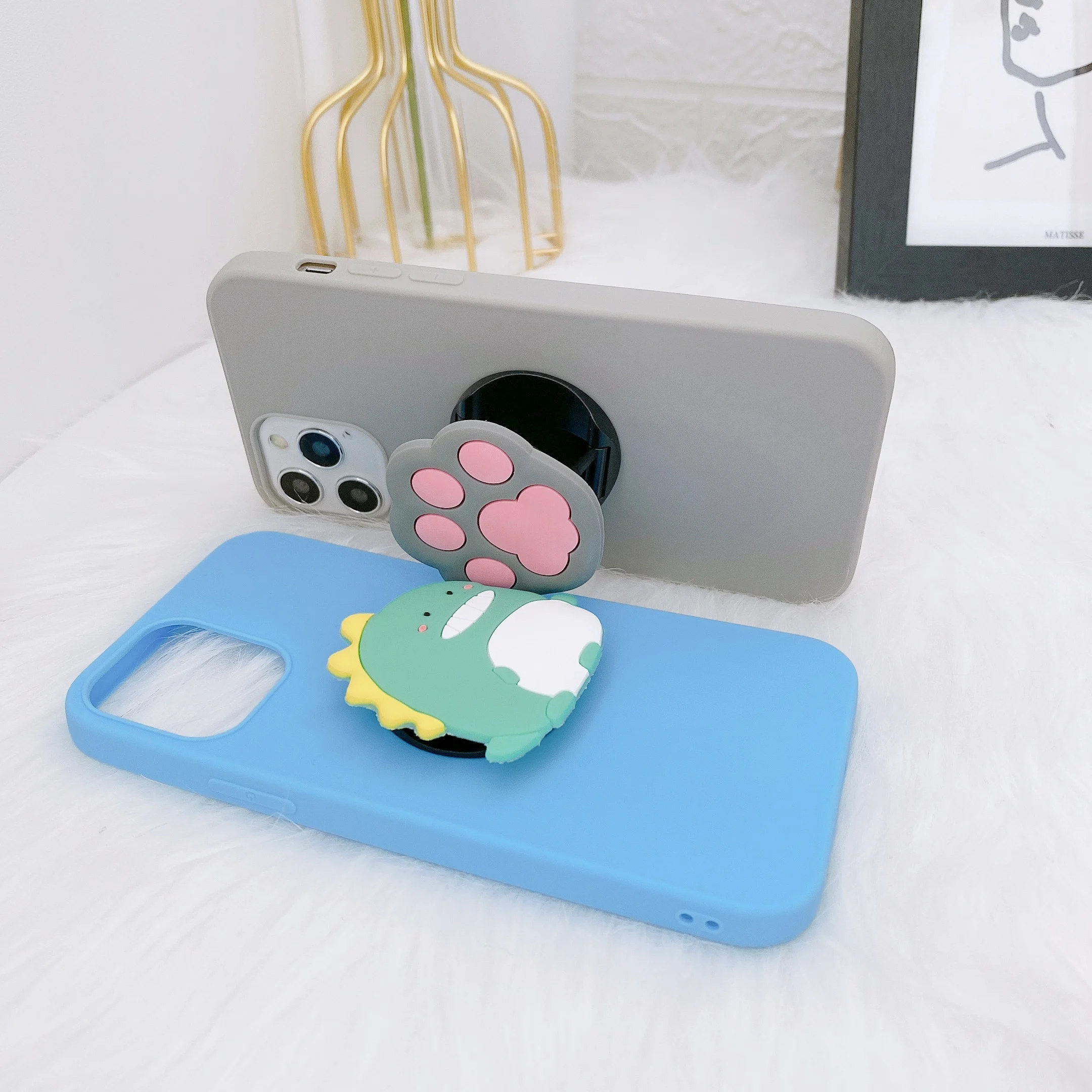 

3D silicone cartoon phone holder case For Huawei P smart 2019 2018 2020 P smart Plus Pro stand soft covers For Huawei P smart z