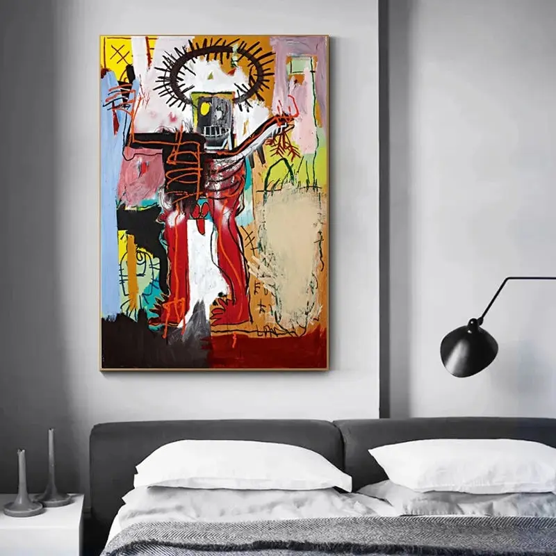 

Jean Michel Basquiat Jesus Abstract Graffiti Canvas Painting Posters Prints Wall Art Pictures for Living Room Wall Decor Cuadros