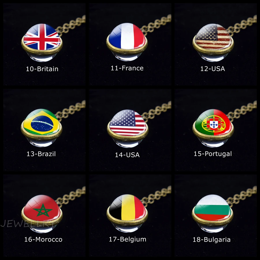 Флаги стран мира ожерелье с шариком Национальный флаг США Великобритания Россия