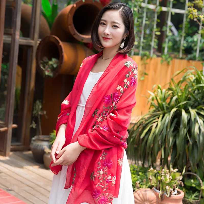 

2020 New Summer Women Silk Scarf Beach Hijab Shawls and Wraps Female Foulard one