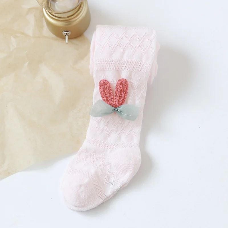 Колготки для маленьких девочек с милым бантом однотонные хлопковые дышащие