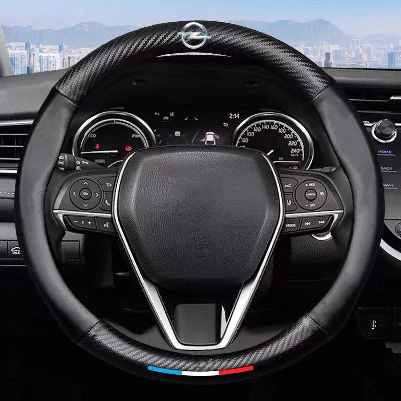 

Car Steering Wheel Cover 15inch Carbon Black Fiber Steering Wheel Booster Cover For opel insignia astra j h g corsa d zafira b