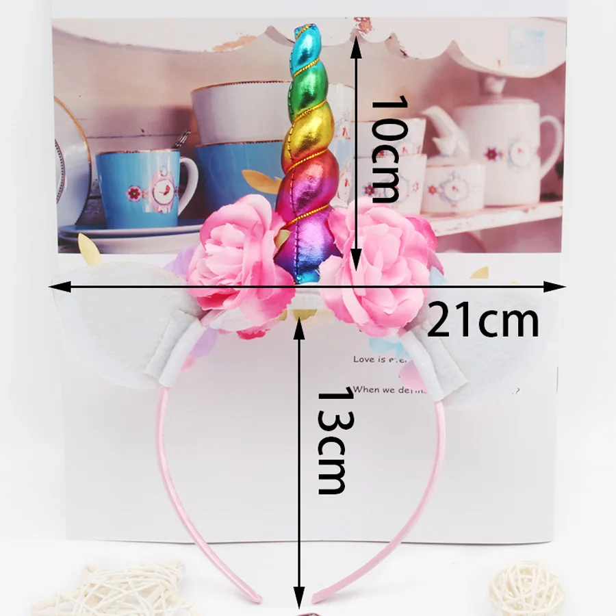 Детские цветочные повязки для волос в виде рога единорога на голову вечеринки