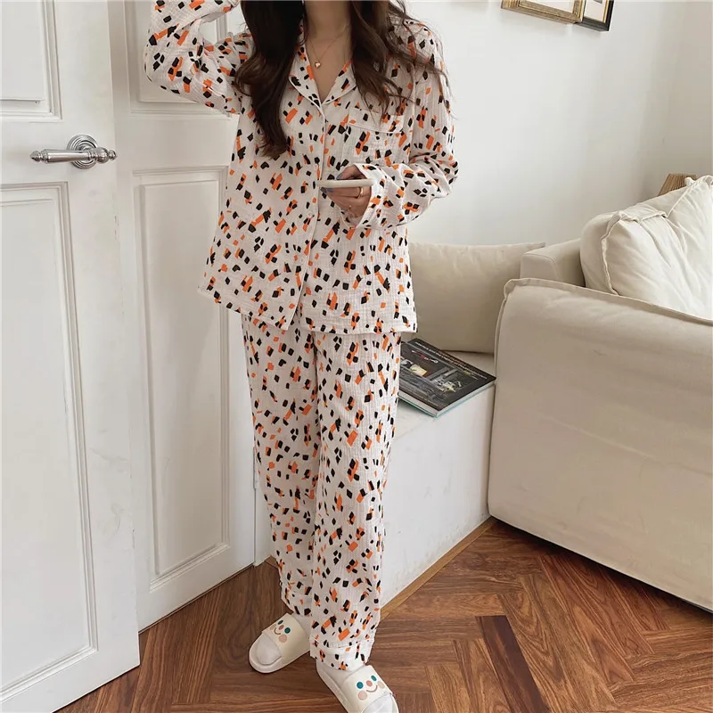 

Alien Kitty Women Cotton Pajamas Printing Two Piece Suits 2021 Stylish New Soft Sleepwear Female Femme Home Chic Loose Sets