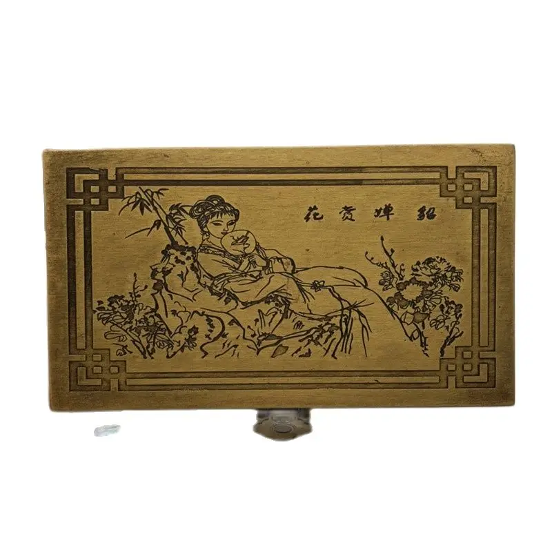 

Chinese Old Copper Collection Pure Copper Diao Chan Jewelry Box