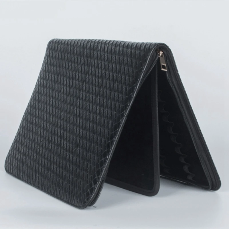 

PPYY-2 Pcs Large Capacity PU Leather 48 Slots Pen Pouch Bag, Black & Brown