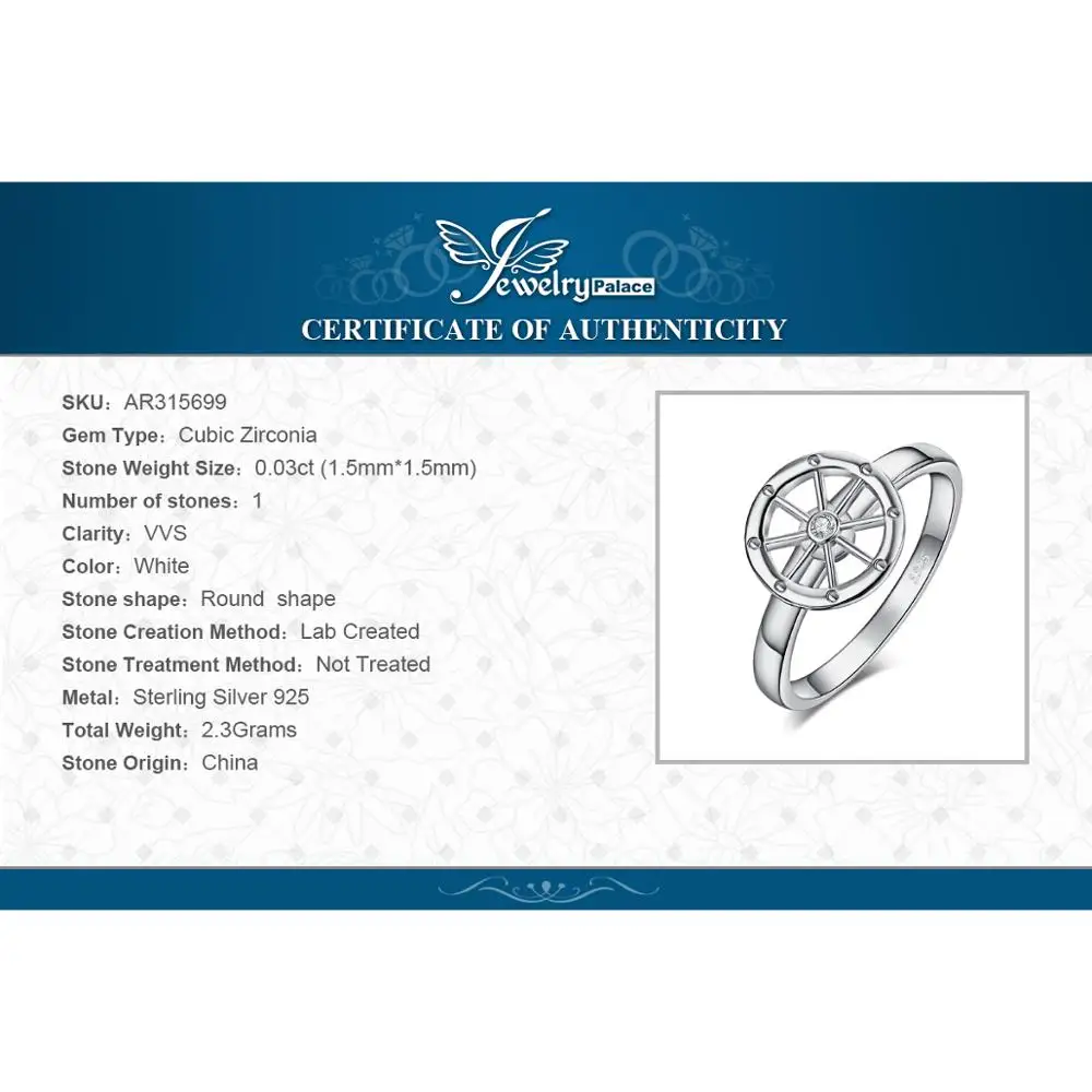 JewelryPalace корабль колеса кубического циркония обещание кольцо Подлинная 925 пробы Серебряный Подарок для женщин Мода Ювелирные украш