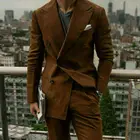 Смокинг, костюмы жениха мужской, винтажный, коричневый, с лацканами