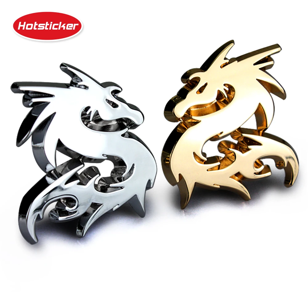

Hotsticker Dragon Logo Car Sticker Emblem Auto Motorcycle 3D Chrome Metal Badge Decor Window Trunk Universal Decals Accessories