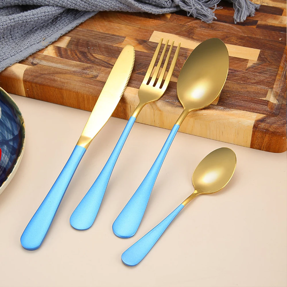 Набор Европейской посуды многоразовые Сталь столовые приборы с металлическая