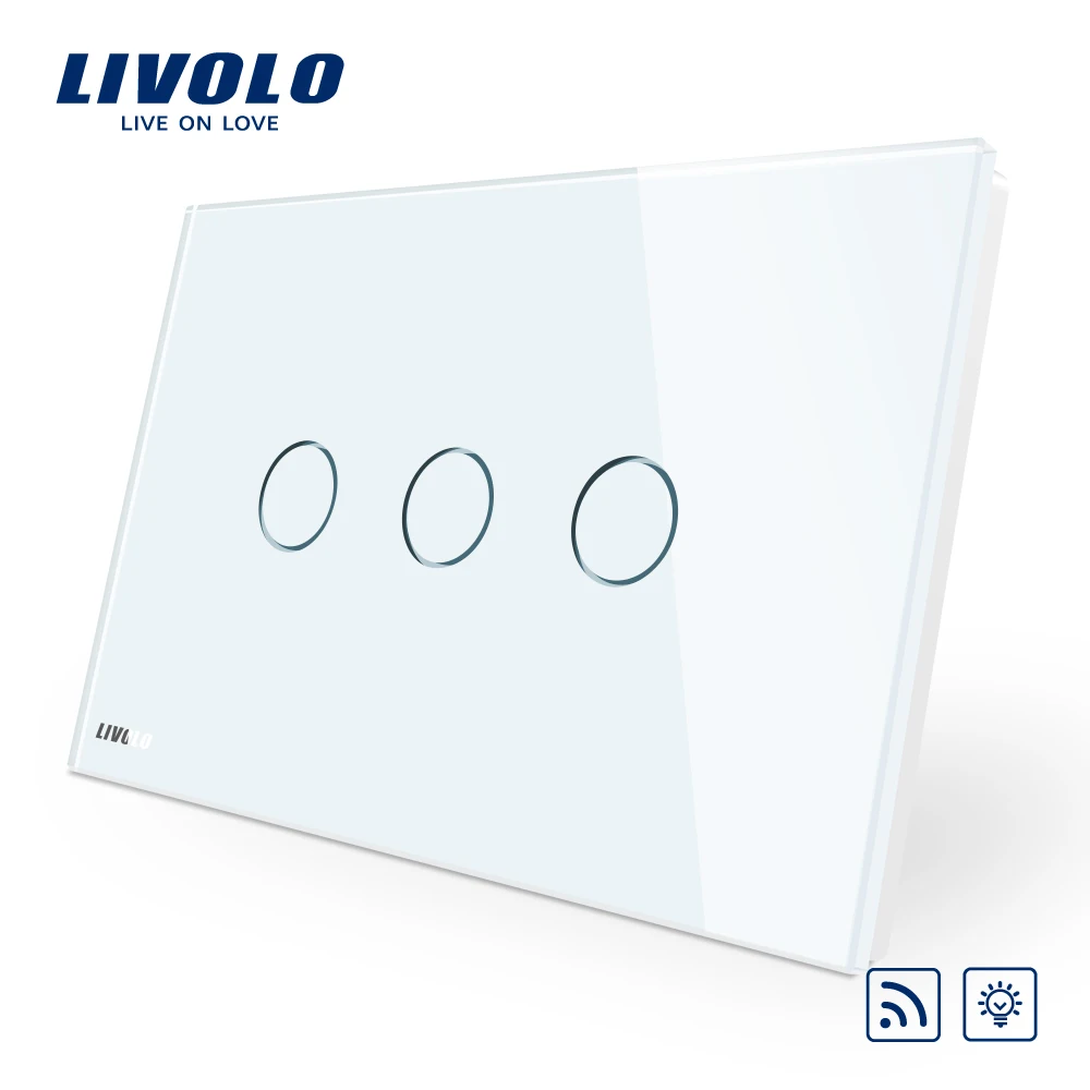 Переключатель Livolo VL-C903DR-11 стандарт США/Австралии стеклянная панель цвета