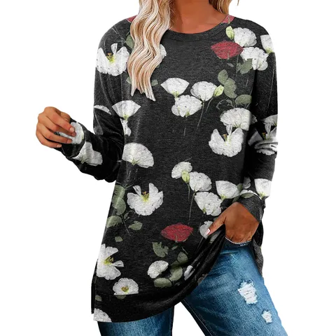 Women's Fashion Blouses Merry Christmas Print Long-sleeved Sweatshirt Winter Casual Blouse Pullover Блузки женские 2021 New