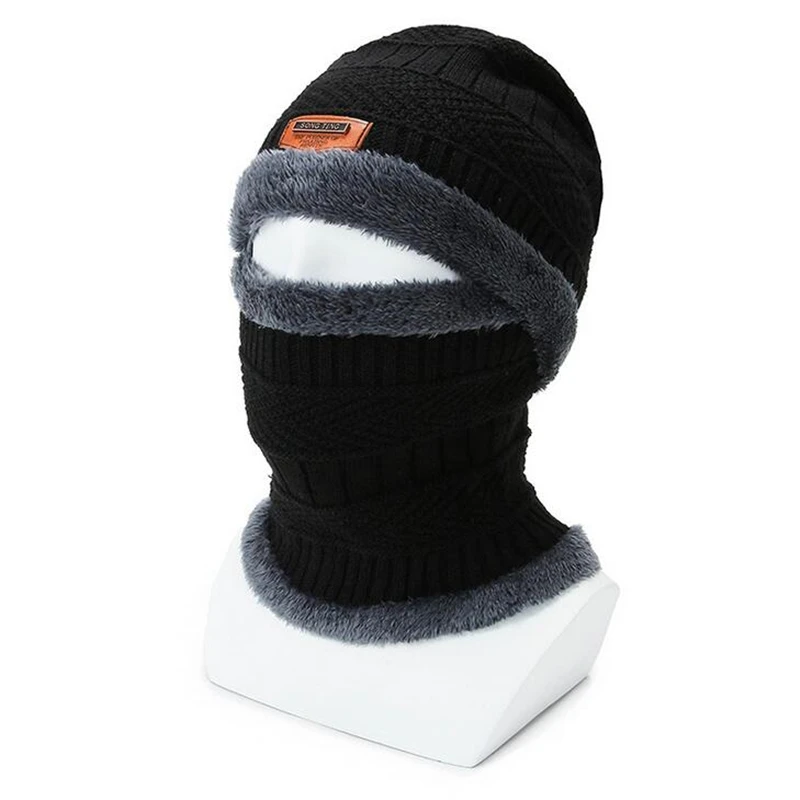 

Outdoor Coral Fleece Scarf Caps Winter Soft For Mens Black Warm Breathable Wool Knitted Winter Caps Letter Double Layers Caps