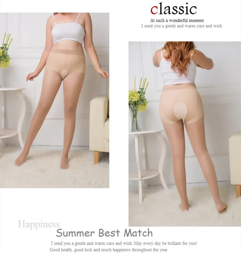 Женские колготки размера плюс 10D С открытым шаговым швом сексуальные