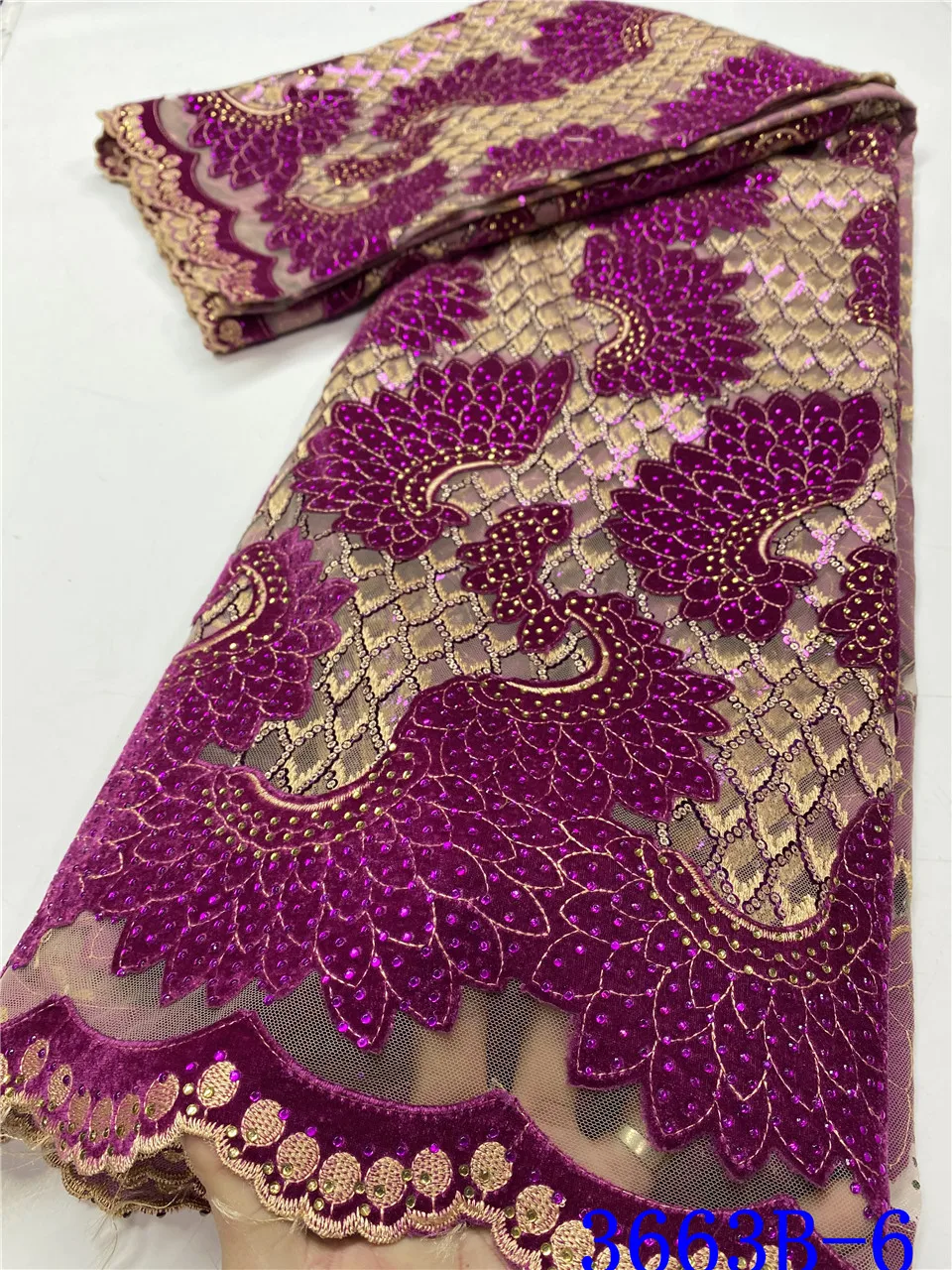 

2020 Velvet Lace Fabric High Quality African Lace Fabric with Stones French Mesh Tulle Laces Fabric Nigerian Net Lace APW3663B