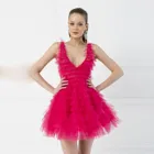 Милое Тюлевое платье, новинка 2022, женское платье для вечевечерние НКИ в несколько рядов, одежда для дня рождения, короткие платья с V-образным вырезом, индивидуальный пошив