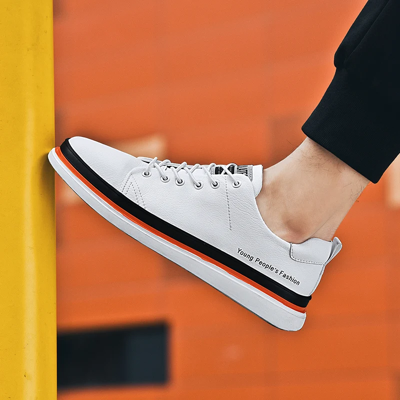 

casual mens shoes sneakers Lace Up men genuine leather fashion shoes mern outdoor lightweight breathable shoes Flats Tennis