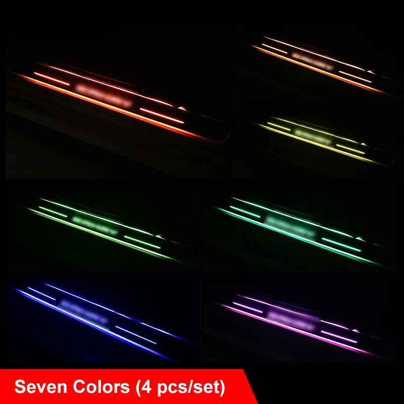 7colors QHCP 4 шт./компл. перемещение светильник светодиодный Добро пожаловать педаль акриловые светодиодные лампы внешний порога пластина прикрытие потертостей протектор для Toyota Camry - Цвет: 7colors