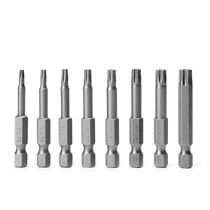8 Pcs/Set 1/4 Inch 50mm T8-T40 Magnetic Torx Electric Screwdriver Bits Kit |
