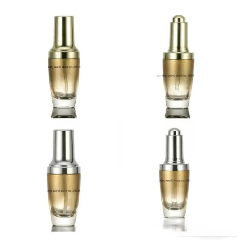 30 мл бутылка из золотого стекла с золотым/серебряным насосом и крышкой для