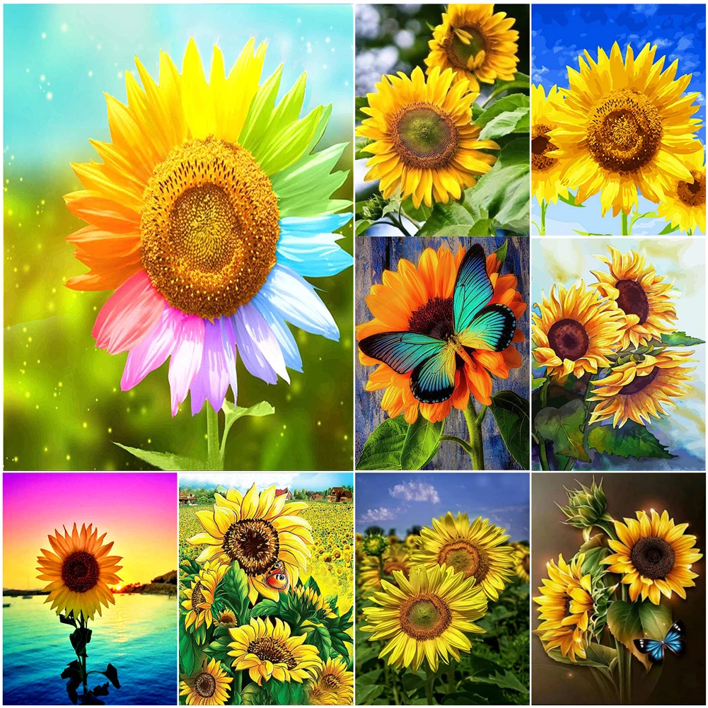 

Diamond Painting Flower Sunflower 5D DIY Full Square/Round Drill Embroidery Cross Stitch Kit Rhinestone Mosaic Home Decor Mural
