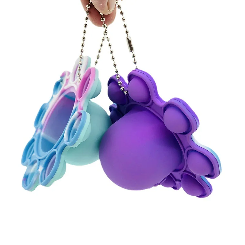 

Rainbow Octopus Fidget Relieve Stress Toys Push Bubble Antistress Children Sensory Toy To Relieve Autism Key Chain
