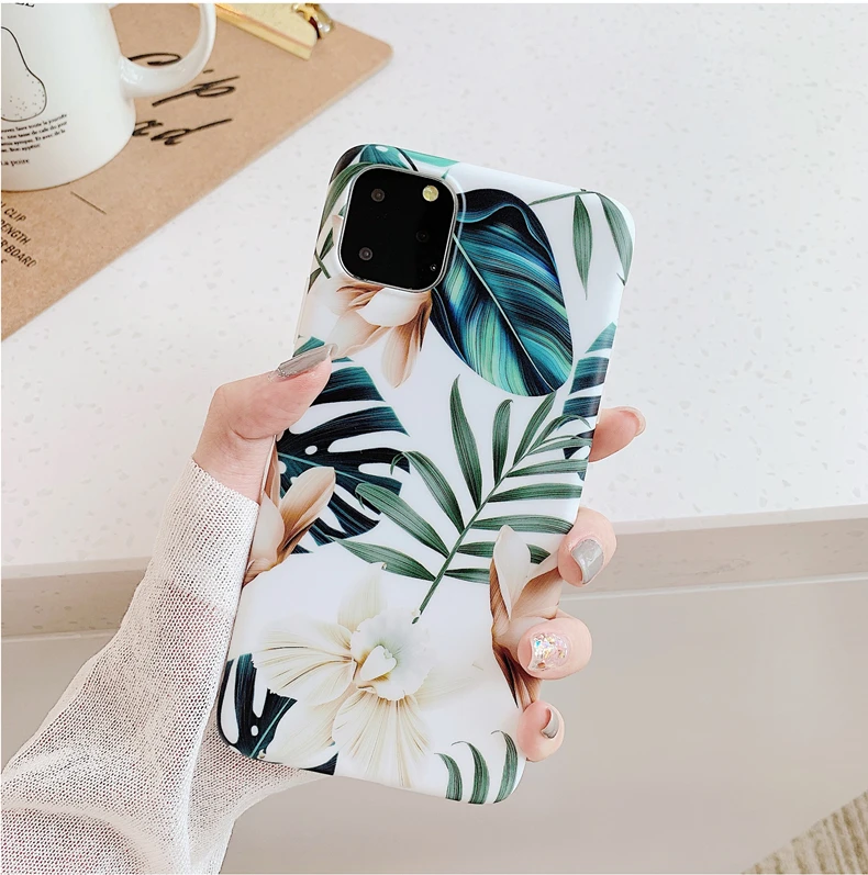 e(No Kickstand) LOVECOM Ретро цветок лист стрейч держатель чехол для телефона для iPhone 11 Pro Max XR XS Max 7 8 6 Plus чехол мягкий IMD Телефон задняя крышка - Цвет: e(No Kickstand)