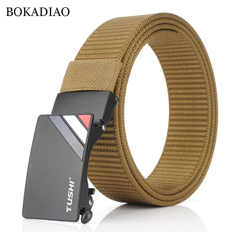 Нейлоновый ремень BOKADIAO роскошные металлические ремни с автоматической пряжкой