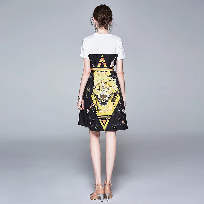 

New Elegant Vintage Women Print Slim Short Sleeve Midi Dress Lady Evening Party Dresses Clothing Summer Sundress Sashes