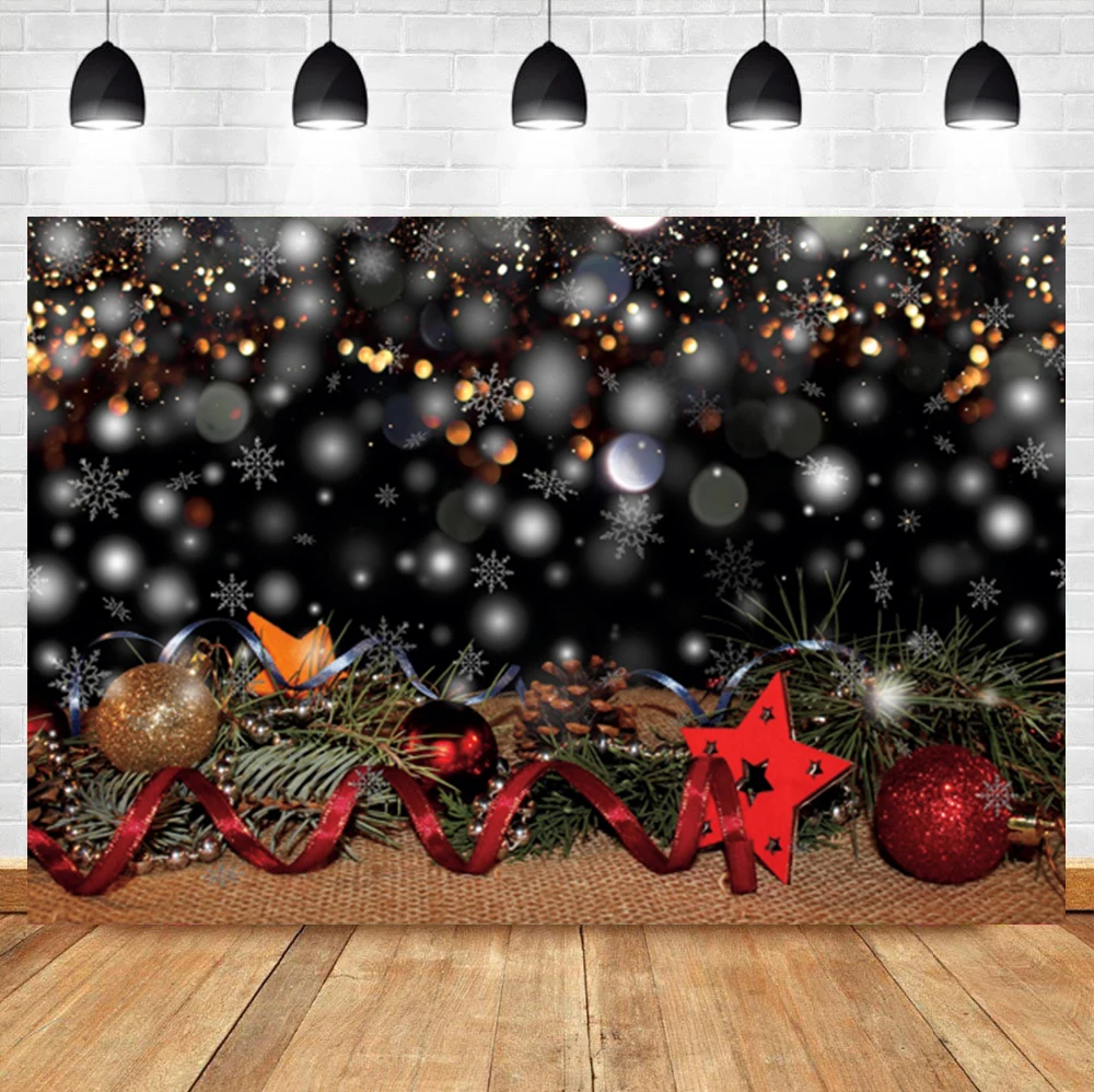 

Laeacco Christmas Snowflake Light Bokeh Stars Toys Baby Birthday Photo Photography Backdrop Photo Background For Photo Studio